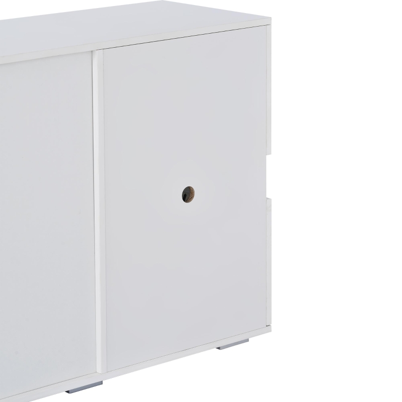 Madia lucida, 2 ante in acrilico e 4 cassetti, 145x35x72 cm, Bianco