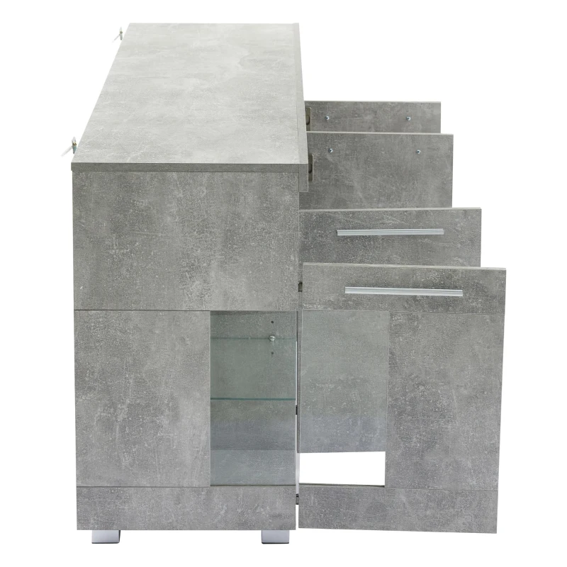 Madia per soggiorno, vano di appoggio semi-aperto, 140×40×70 cm, Grigio