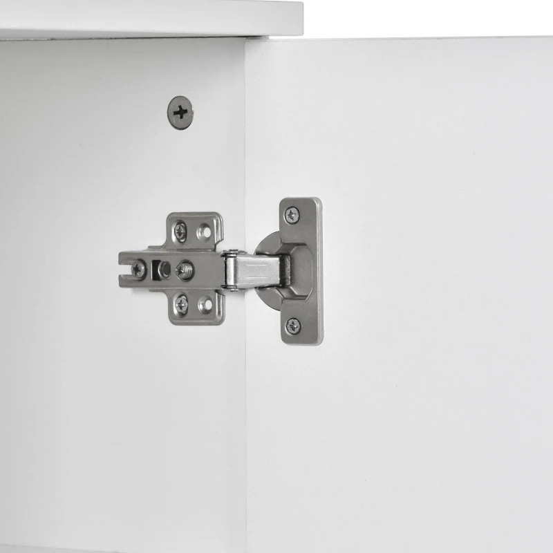 Madia lucida, 2 ante in acrilico e 4 cassetti, 145x35x72 cm, Bianco