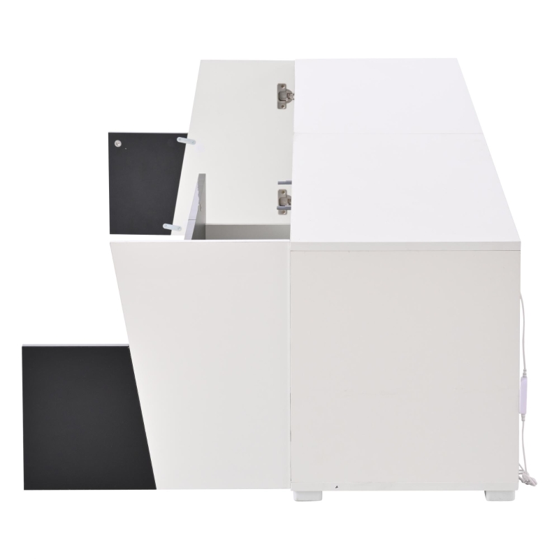 Mobile TV laccato lucido a LED, 180x38.5x45 cm, Bianco e Nero