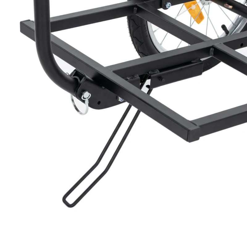 SPORTNOW Reboque para Bicicleta de Carga 40 kg Carrinho de Mão de Aço com Bandeira Vermelha Rodas de 16 Polegadas 145x60x42 cm Preto