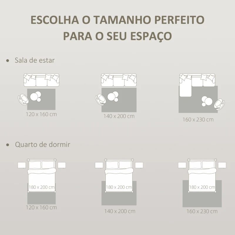 HOMCOM Tapete Sala de Estar 160x230 cm Tapete Pelo Curto Estilo Moderno Base Antiderrapante Tecida à Máquina Creme