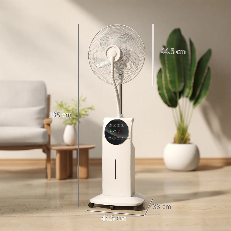 HOMCOM 135cm Pedestal Fan with Water Mist Spray Humidifying Misting Fan, White