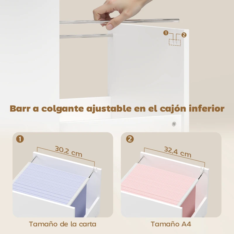 HOMCOM Mueble para Impresora con Ruedas Mesa para Impresora con Estantes Abiertos y Cajón para Documentos Tamaño A4 Blanco