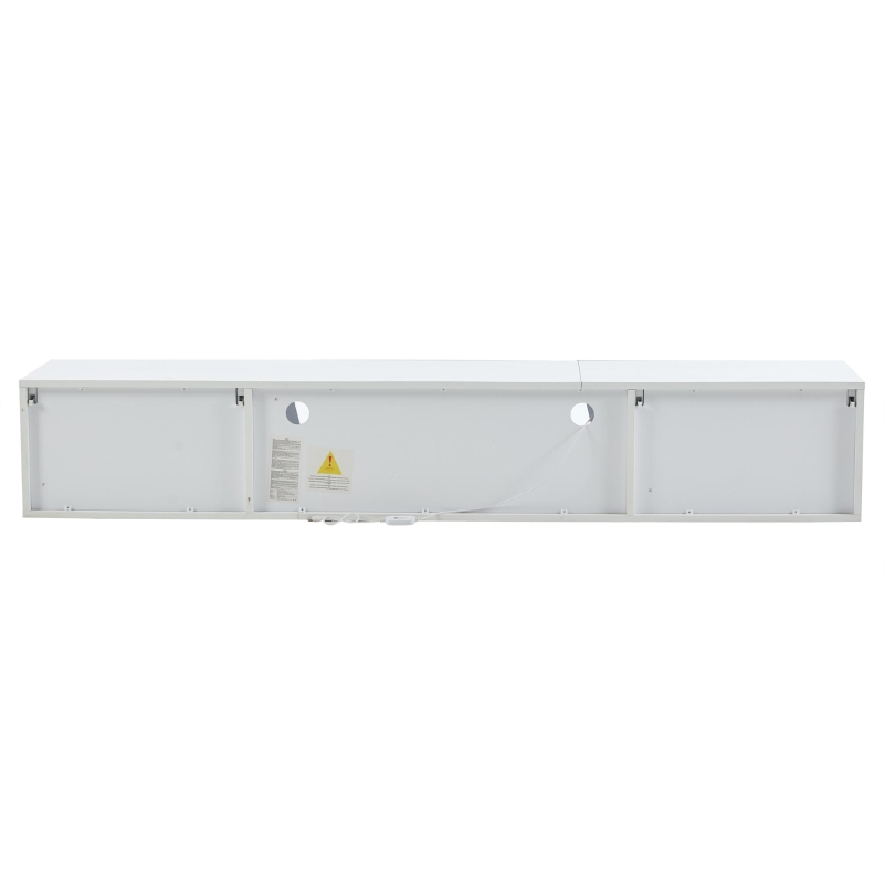 Mobile TV montato a parete con striscia LED, design sospeso, 180x35x30 cm, Bianco