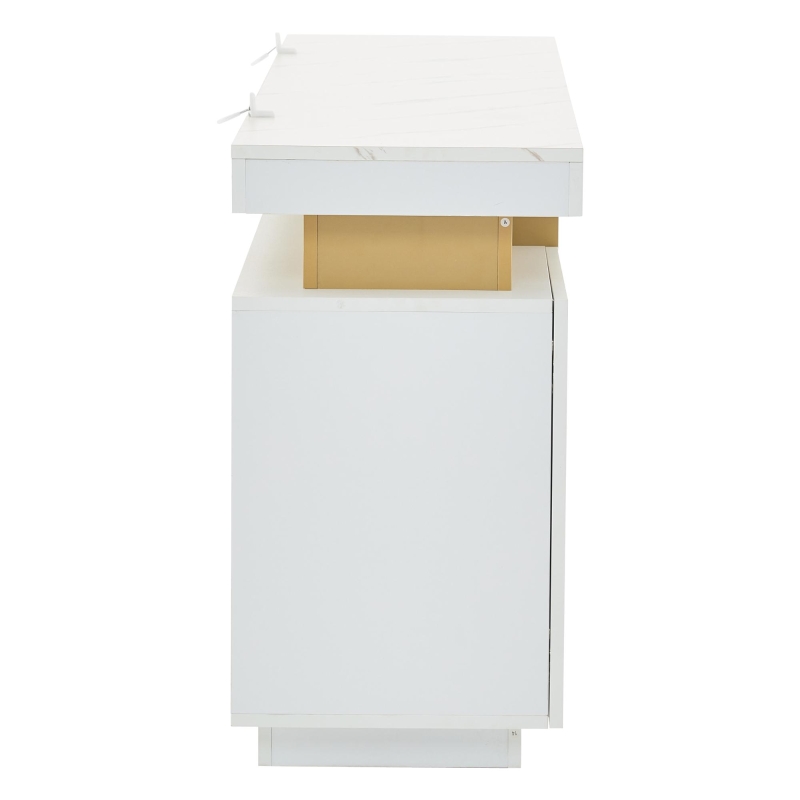 Madia moderna a 3 ante con 6 ripiani regolabili, 140x38x70 cm, Bianco