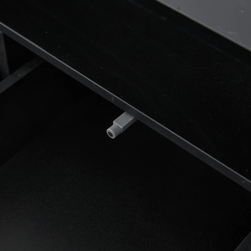 Tavolino da salotto a LED a 2 cassetti con ripiani semiaperti, 100x50x35 cm, Nero