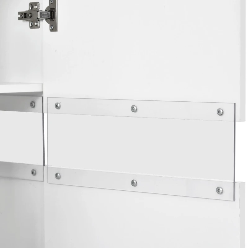 Madia lucida, 2 ante in acrilico e 4 cassetti, 145x35x72 cm, Bianco