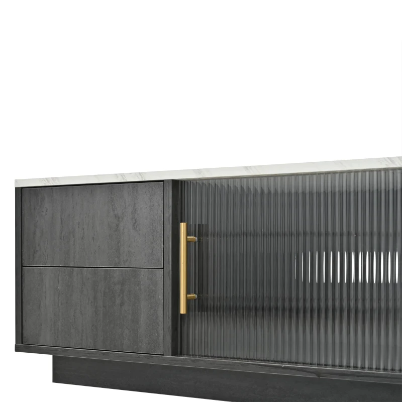 Mobile TV basso a 4 cassetti effetto marmo, 160x40x38.5 cm, Grigio