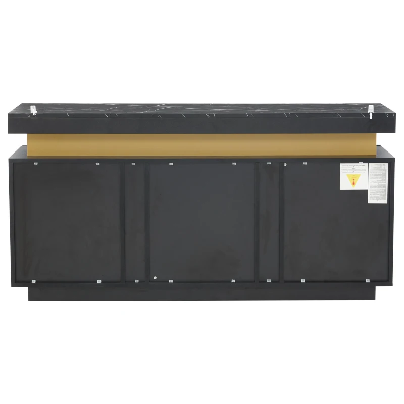 Madia moderna, 3 ante con 6 ripiani regolabili, 140x38x70 cm, Nero