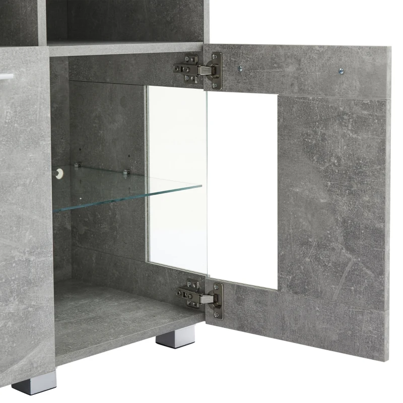 Madia per soggiorno, vano di appoggio semi-aperto, 140×40×70 cm, Grigio