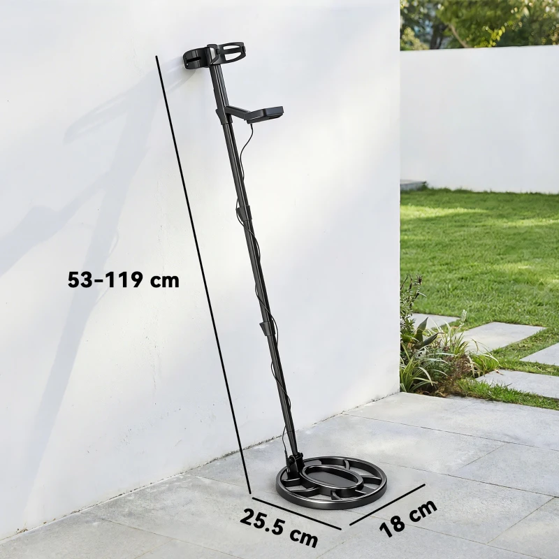 Outsunny Metal Detector for Adults, IP68 Waterproof Search Coil with LCD Display, 5 Modes Gold Detector with Carry Bag, Shovel