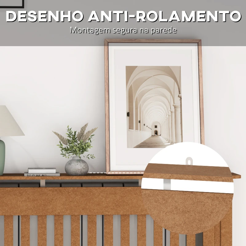 HOMCOM Cobertura Radiador Moderna de MDF com Prateleira Superior para Sala de Estar Dormitório Escritório 112x19x81cm Madeira