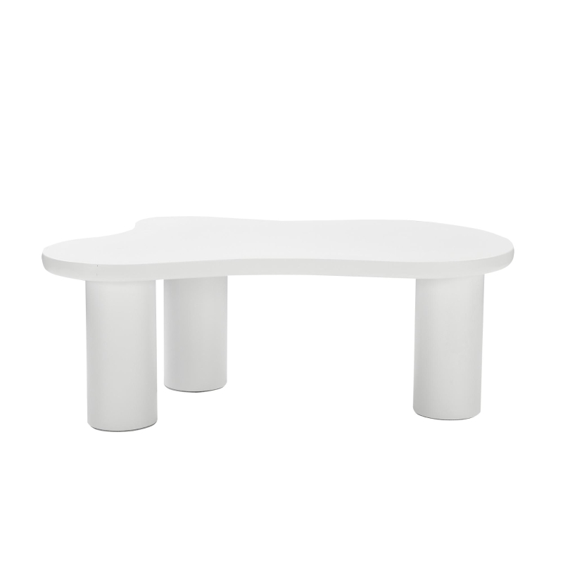 Tavolino a forma di nuvola con 3 gambe in PVC, 107x66x40.5 cm, Bianco