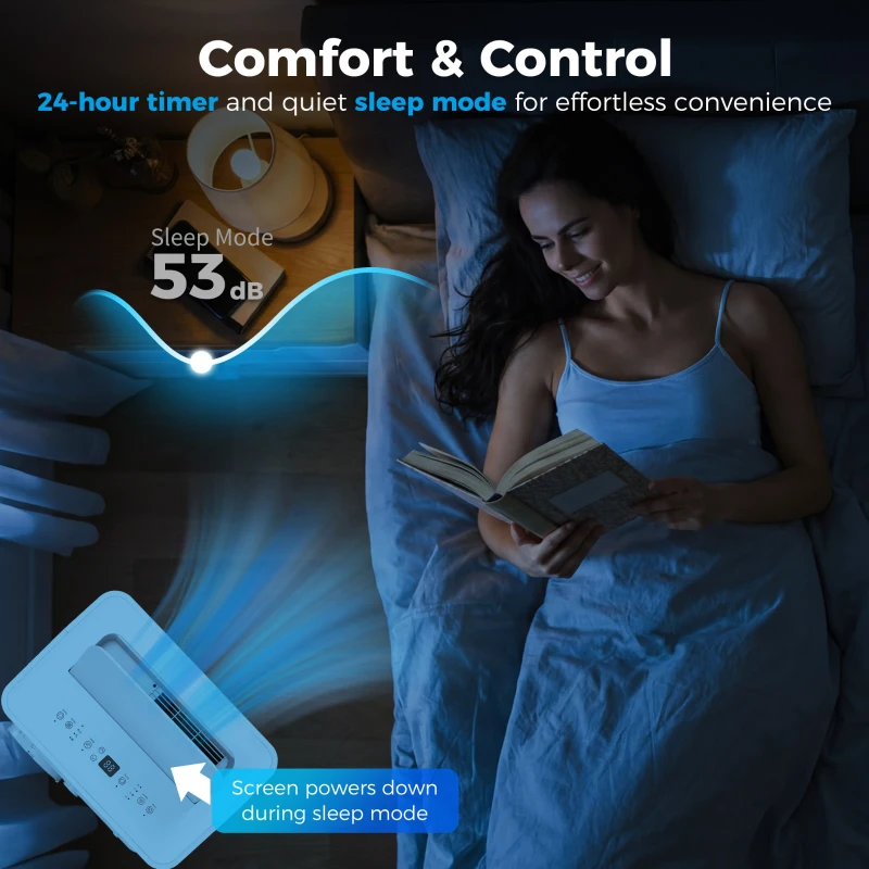 HOMCOM Draagbare Airconditioner met 12.000 BTU, 4-in-1 Airco met WiFi- en Spraakbediening, Koeling, Ontvochtiging, Ventilatie, Slaapmodus