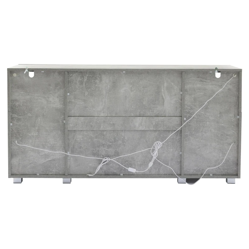 Madia per soggiorno, vano di appoggio semi-aperto, 140×40×70 cm, Grigio