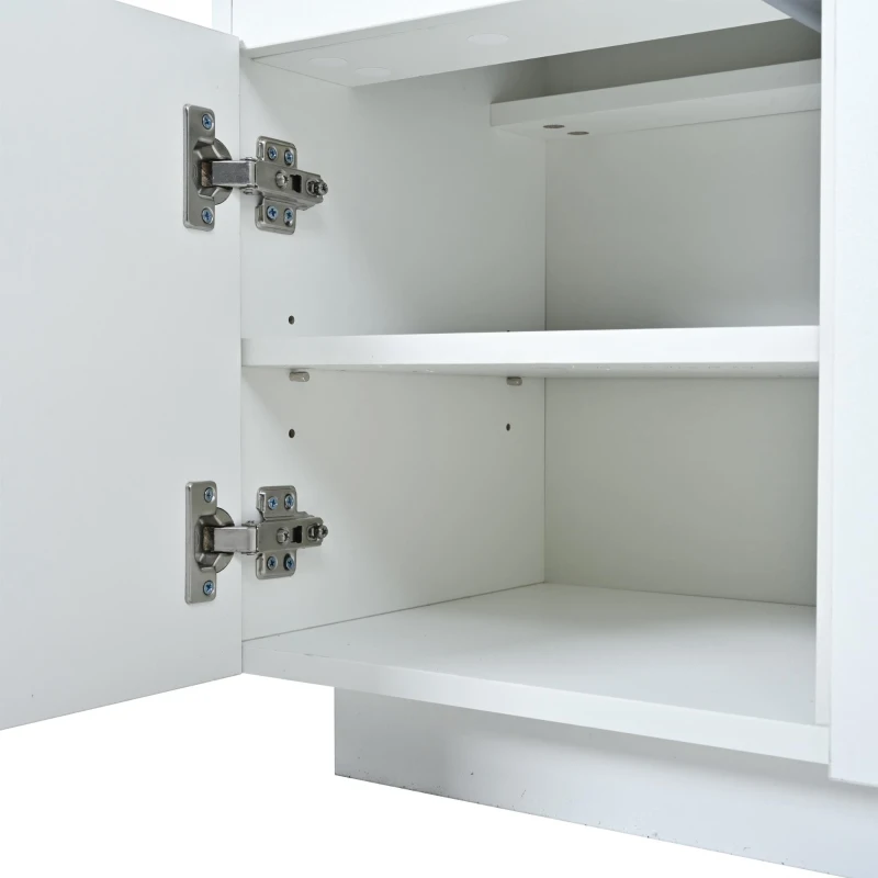 Mobile credenza a LED con 2 cassetti e 4 ante, 140x35x72.5 cm, Bianco