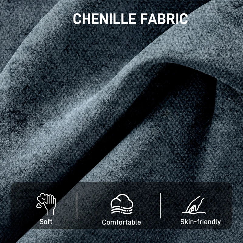 HOMCOM Accent Chair, Chenille Upholstered Swivel Armchair with Lumbar Pillow, High Back, Deep Seat and Metal Legs, Dark Green