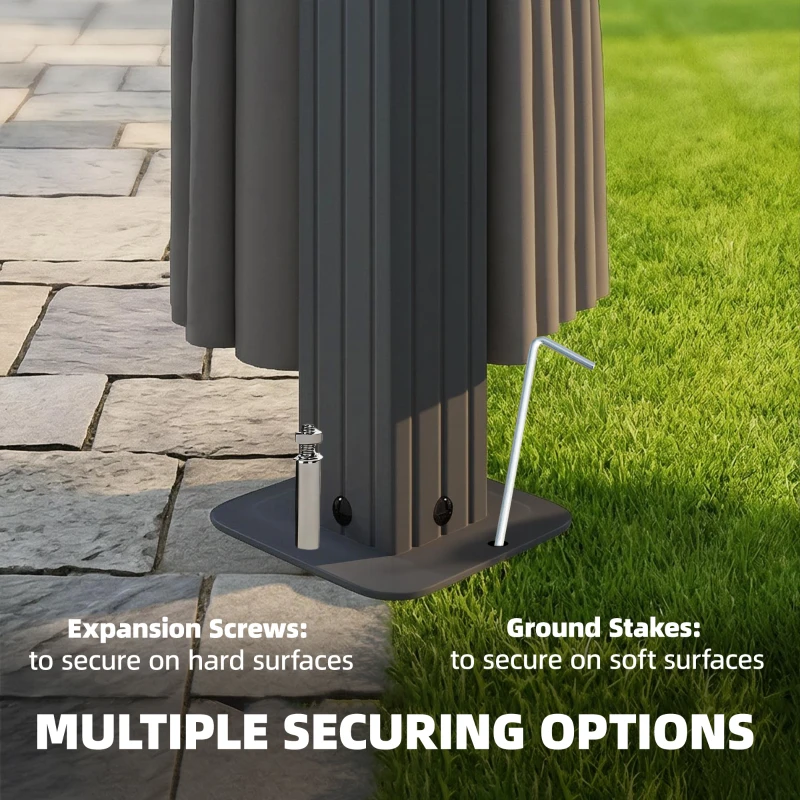 Outsunny 3 x 3 m Outdoor Hardtop Gazebo Canopy with PC Roof, Aluminium Permanent Pavilion Garden Gazebo with Curtains, Tan