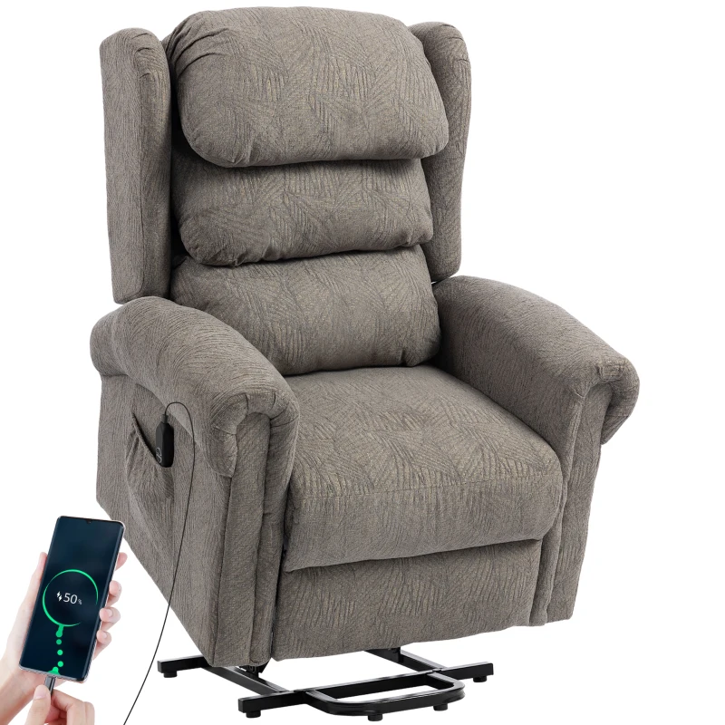 HOMCOM Velvet-Feel Electric Riser Recliner Chair, Power Lift Recliner Chair for Elderly with Remote Control, Dark Grey
