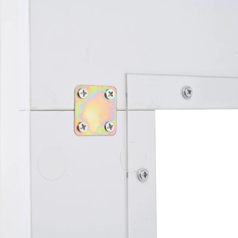 Vetrina LED con porta in acrilico, 5 ripiani in vetro, 60x40x180 cm, Bianco