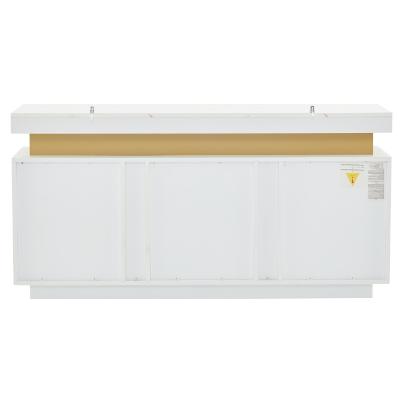 Madia moderna a 3 ante con 6 ripiani regolabili, 140x38x70 cm, Bianco