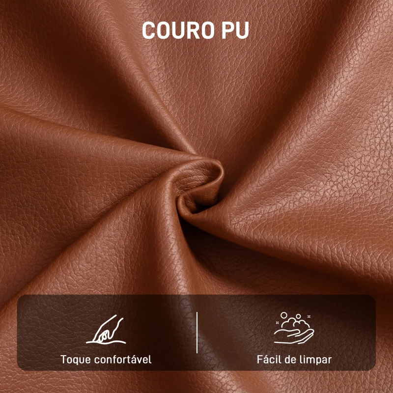 HOMCOM Poltrona de Sala Estofada em PU Poltrona de Leitura com Assento Acolchoado Apoios de Braços Pernas Metálicas Castanho