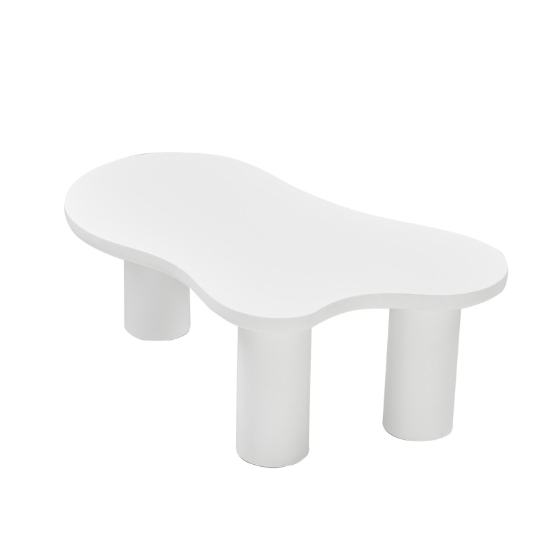 Tavolino a forma di nuvola con 3 gambe in PVC, 107x66x40.5 cm, Bianco