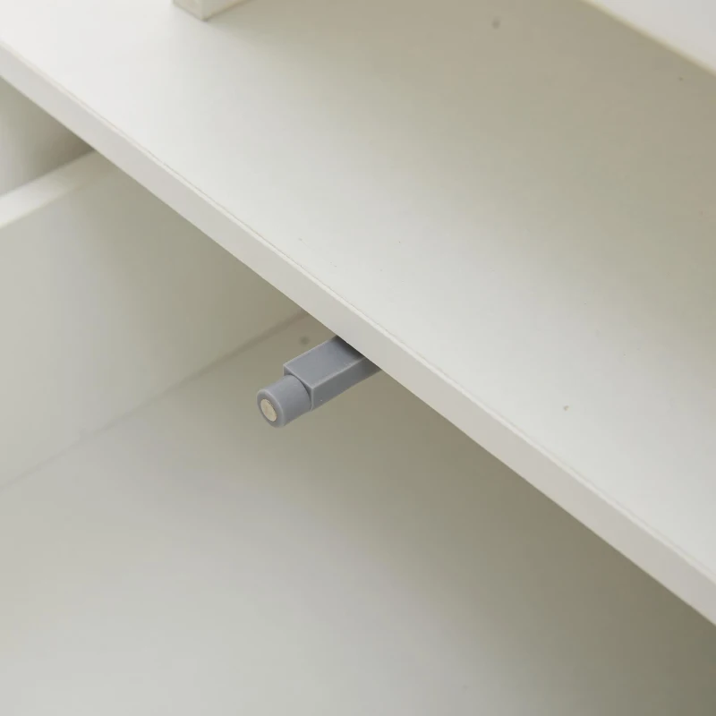 Tavolino da salotto a LED con 2 cassetti e ripiani semiaperti, 100x50x35 cm, Bianco