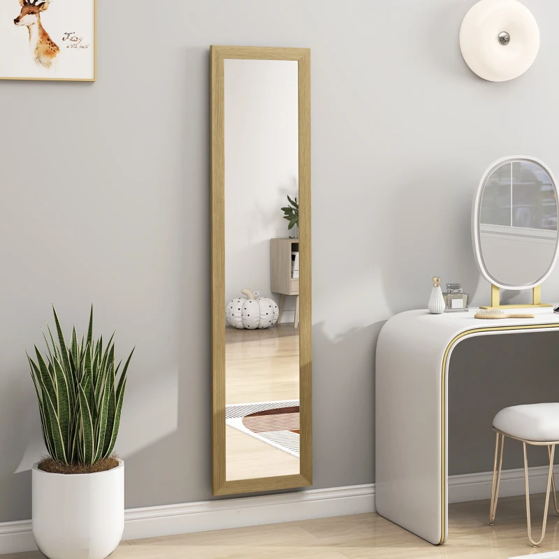 HOMCOM Espejo de Cuerpo Entero 157x37 cm con Marco de MDF Espejo de Pie Inclinado o Colgante Roble