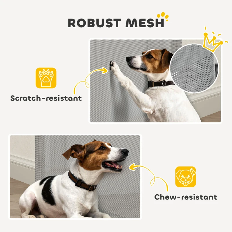 PawHut Retractable Pet Safety Gate, Folding Dog Barrier, Grey