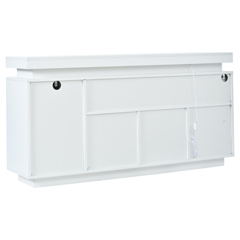 Mobile credenza a LED con 2 cassetti e 4 ante, 140x35x72.5 cm, Bianco