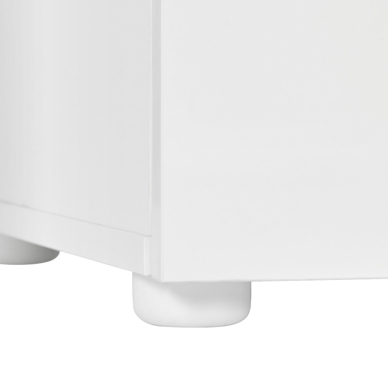 LED-Credenza, 2 ante, 4 cassetti e vano in vetro, 160x35x70 cm, Bianco