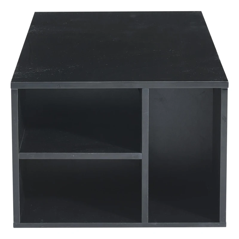 Tavolino da salotto a LED a 2 cassetti con ripiani semiaperti, 100x50x35 cm, Nero