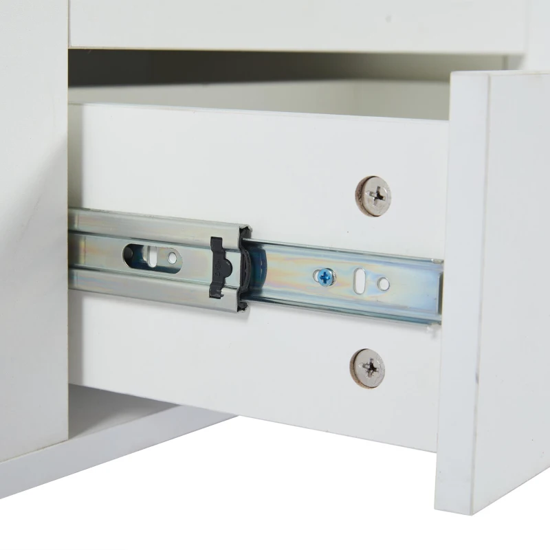 Tavolino multiuso con 4 sgabelli nascosti, 100x50x45 cm, Bianco