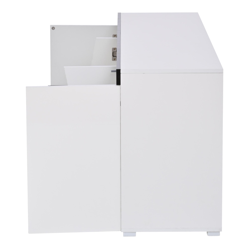 Madia per soggiorno, ante centrali smussate, 140x40x65 cm, Bianco+Nero