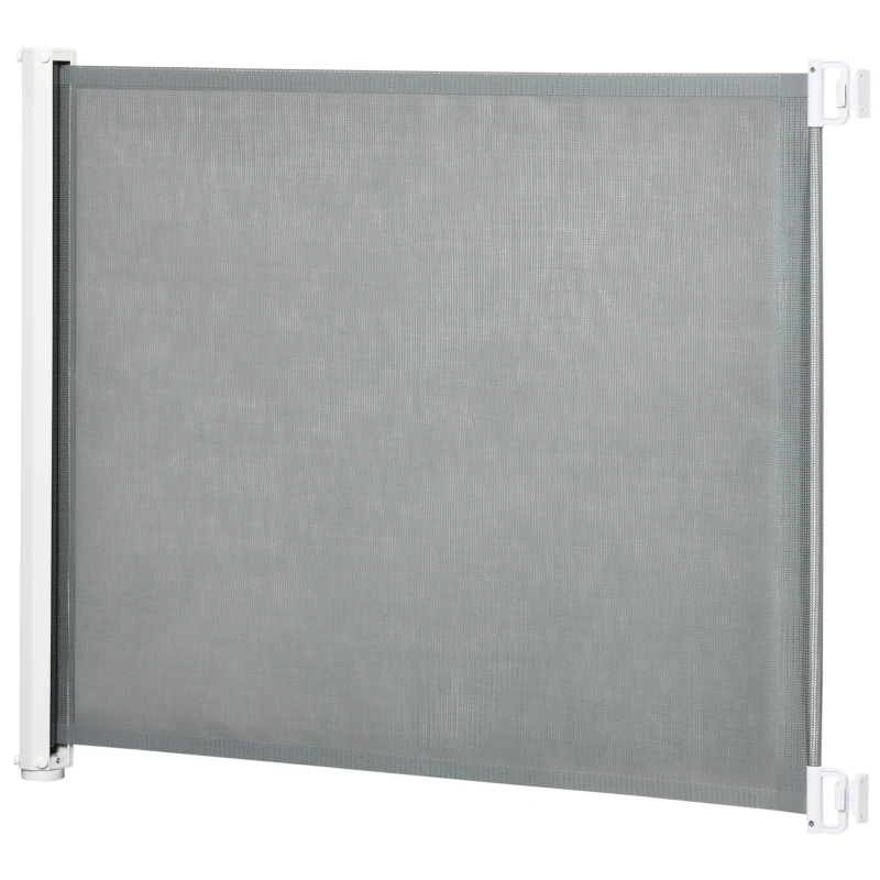 PawHut Retractable Dog Gate for Stairs, Safety Pet Barrier for Home Doorway, Room Divider 115L x 82.5Hcm, Grey