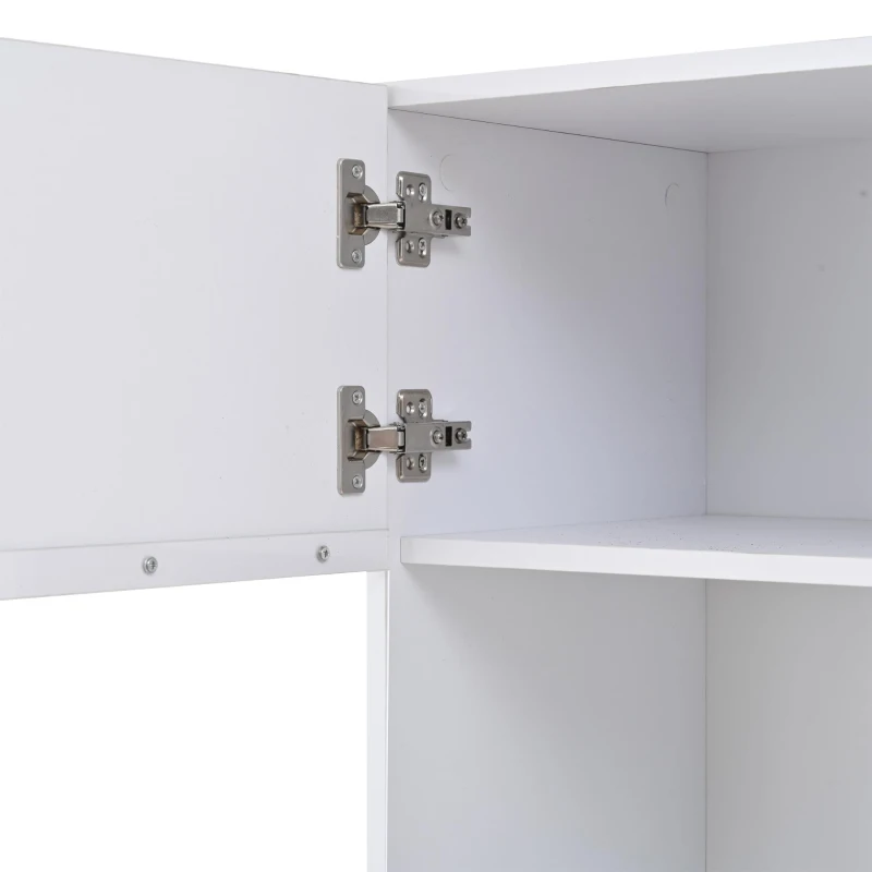 Vetrina LED con porta in acrilico, 5 ripiani in vetro, 60x40x180 cm, Bianco