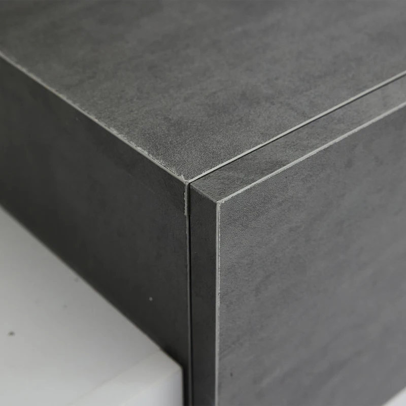 Mobile TV basso LED con illuminazione RGB, effetto marmo e ripiani in vetro, 180x40x45 cm, Grigio e Bianco