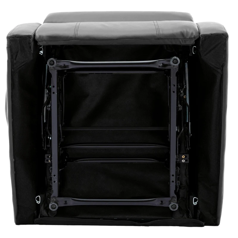 Poltrona letto relax regolabile manualmente con poggiapiedi, in metallo, 80x90x100 cm, Nero