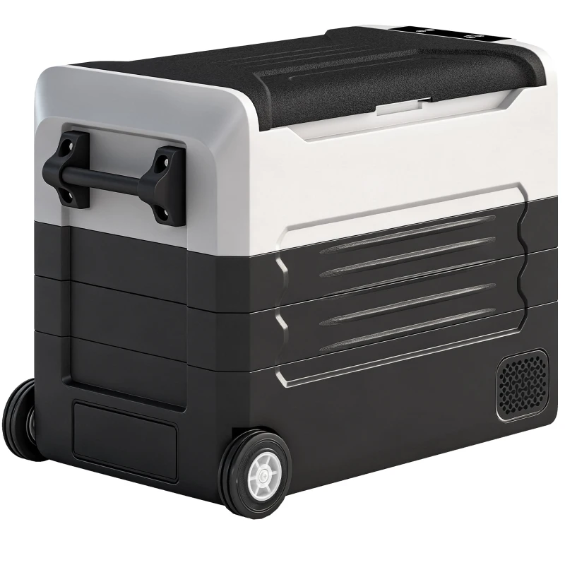 Outsunny Nevera con compresor 50L -20℃-20℃ Nevera eléctrica con control de temperatura de zona dual APP LED protección de batería asa plegable