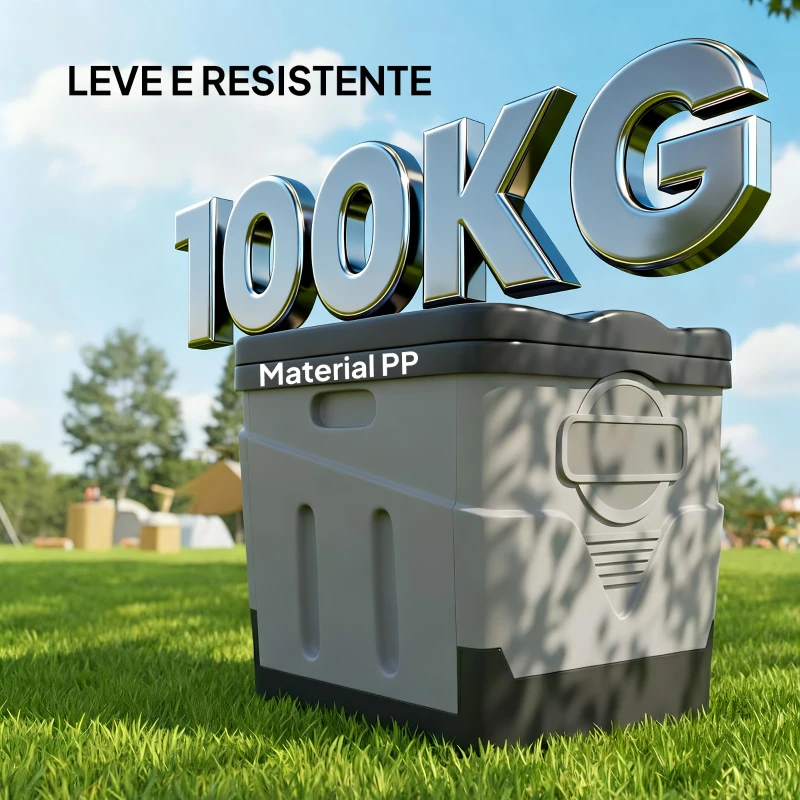 Outsunny Sanita Portátil de PP com 12 Pacotes de Agente Solidificante e 12 Sacos Carga 100kg Exterior Cinzento Escuro