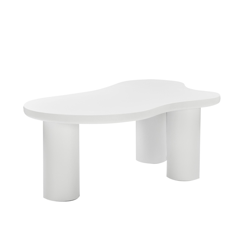 Tavolino a forma di nuvola con 3 gambe in PVC, 107x66x40.5 cm, Bianco
