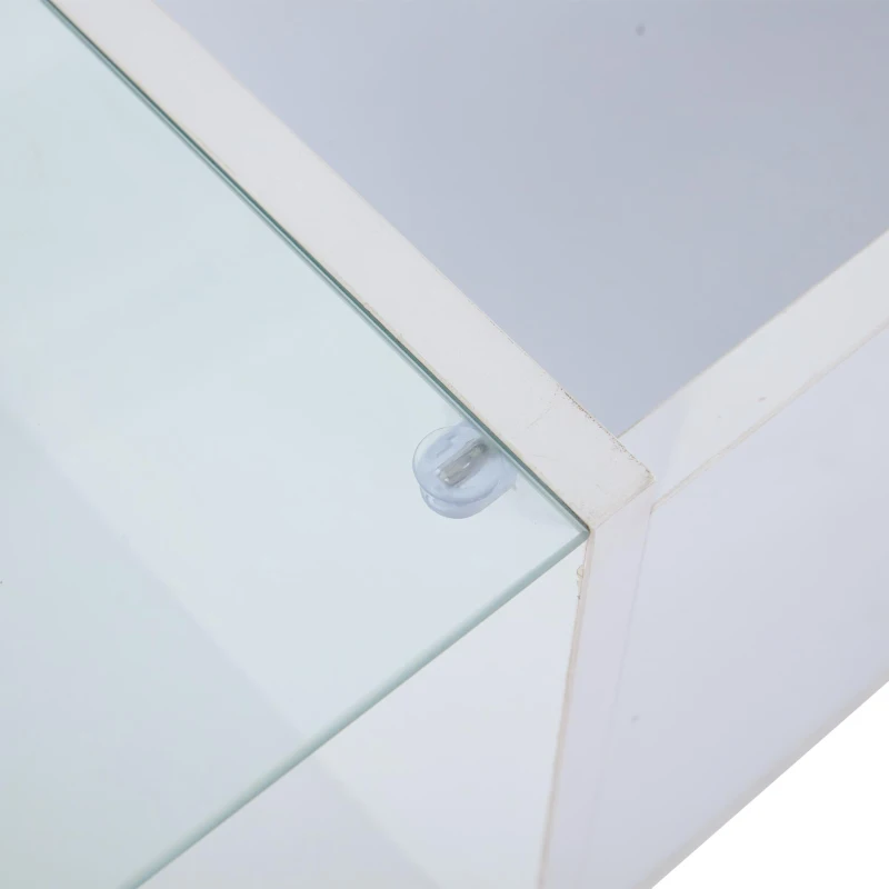 Tavolino da salotto regolabile in altezza a LED con spazio a scomparsa, 100x50x33 cm, Bianco