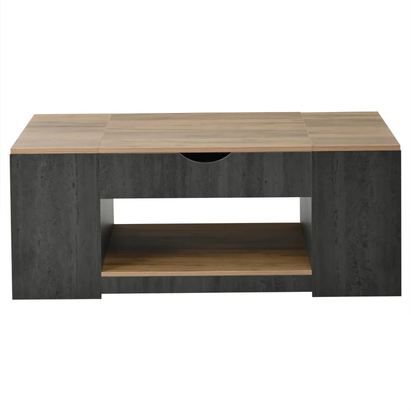 Tavolino da salotto regolabile in altezza con spazio a scomparsa, 109.5x59.7x43 cm, Grigio e Marrone