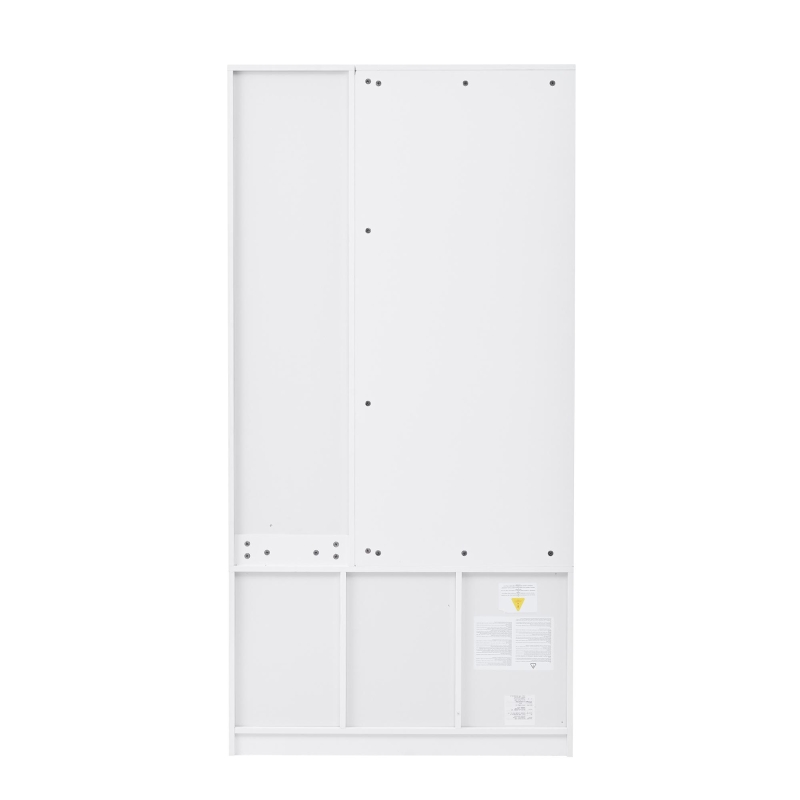 Mobile da ingresso multiuso con specchio e scarpiera, 2 cassetti e 2 ante, 90x40x180 cm, Bianco