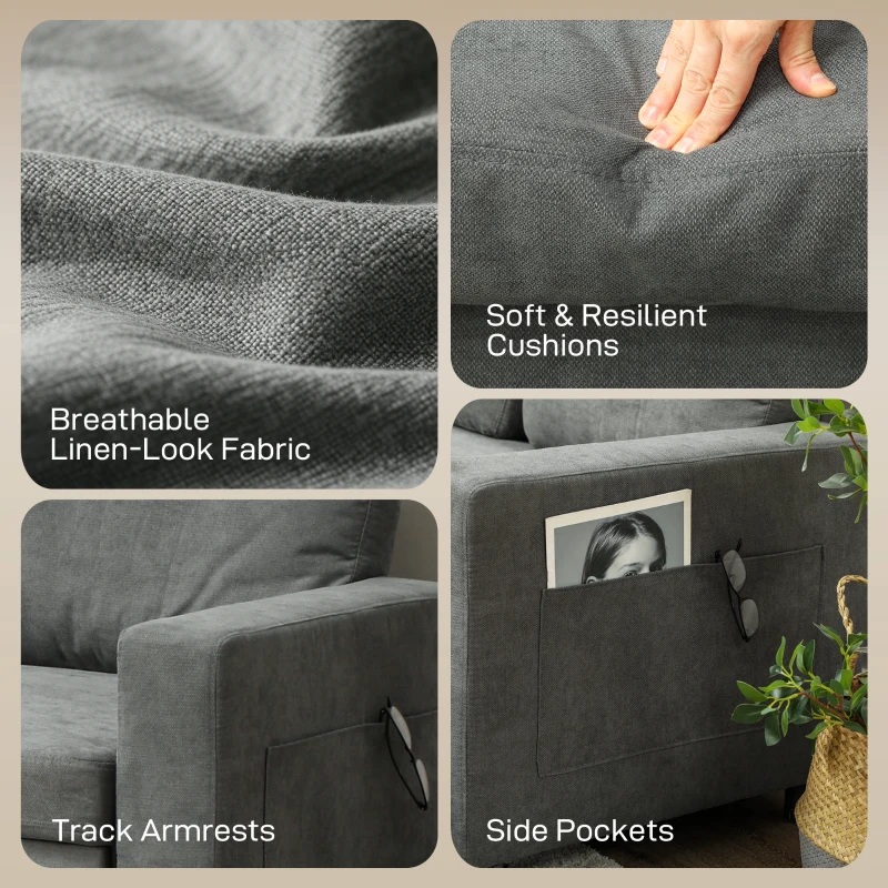 HOMCOM Pull Out Sofa Bed with 113 x 49cm storage space - Charcoal Grey