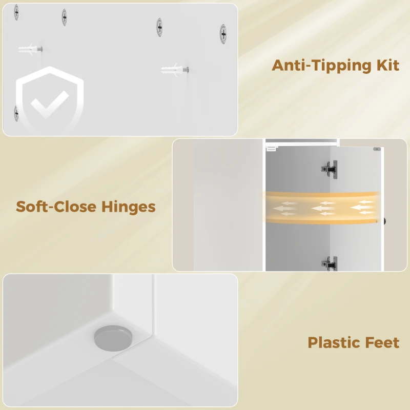 HOMCOM Kast boven de wasmachine met Soft-Close scharnieren, moderne badkamerorganizer boven toilet met open vakken