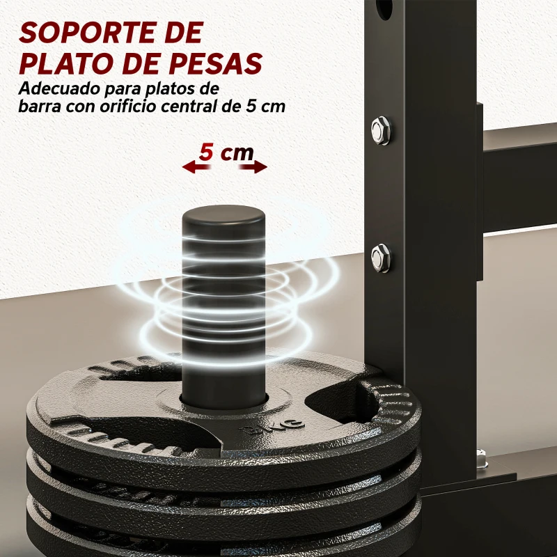SPORTNOW Soporte Barra Pesas Ajustable en Altura con Topes de Seguridad para Sentadillas y Press de Banca en Casa Carga 300 kg