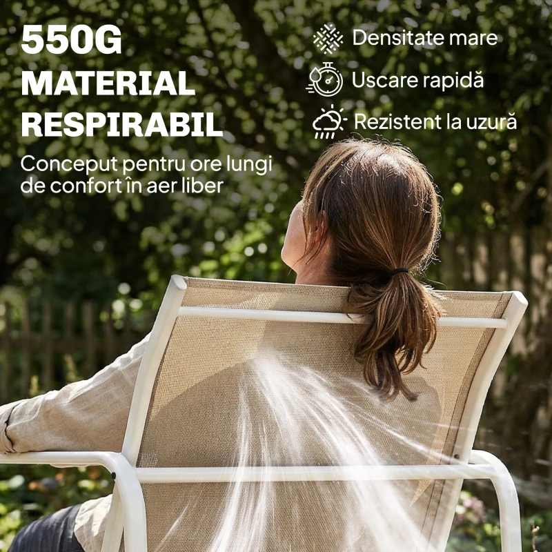 Outsunny Set Mobilier de Grădină 4 Piese cu Canapea, Fotolii și Masă, Kaki și Alb